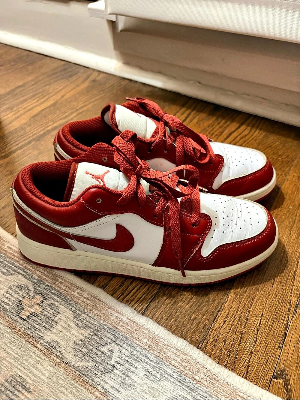 Nike Air Jordan 1 Low Sneakers Red & White - women’s 7.5 or youth 6.5